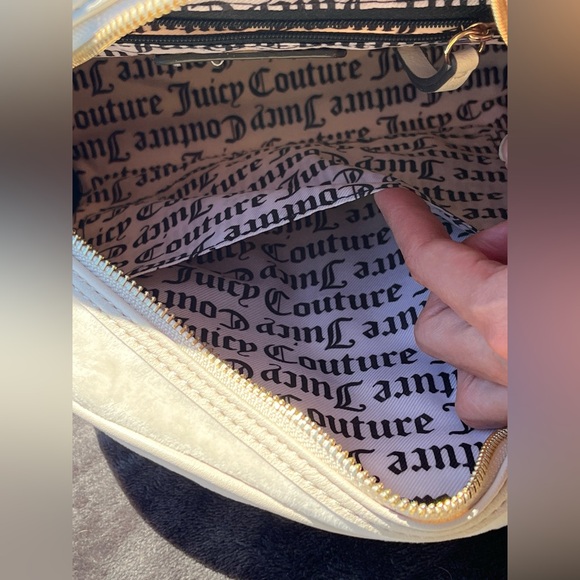 Juicy Couture velvet backpack. Ivory w/rhinestone logo. Ivory. NWT. Great gift. - Picture 11 of 16